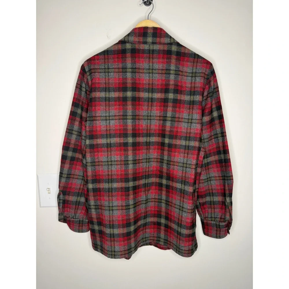 Vintage 60s 70s Pendleton Wool Blazer Mens Small Red Plaid 3 Button Patch Pocket